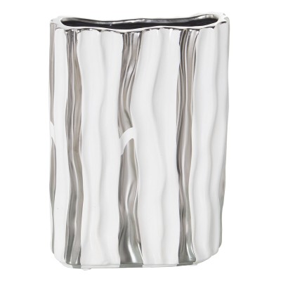 Vase Alexandra House Living Blanc Argenté Céramique 19 x 8 x 25 cm