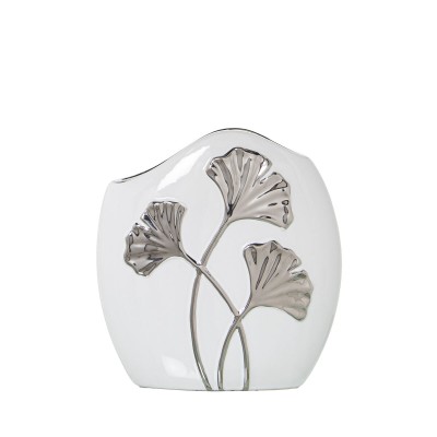 Vase Alexandra House Living White Silver Ceramic 19 x 7 x 19 cm