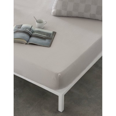 Fitted bottom sheet Naturals ELBA Light grey 135 x 200 (Double)