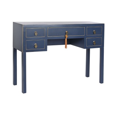 Desk DKD Home Decor Blue Golden Metal Pinewood MDF Wood 110 x 35 x 78 cm