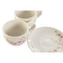 Set of 6 Cups with Plate Home ESPRIT Yellow White Pink Lilac Metal Dolomite 180 ml