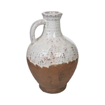 Vase Romimex White Terracotta Rustic 20 x 30 x 20 cm With handle