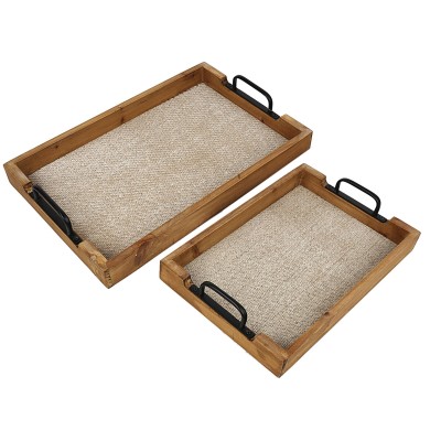 Set of trays Romimex Natural Wood 2 Pieces