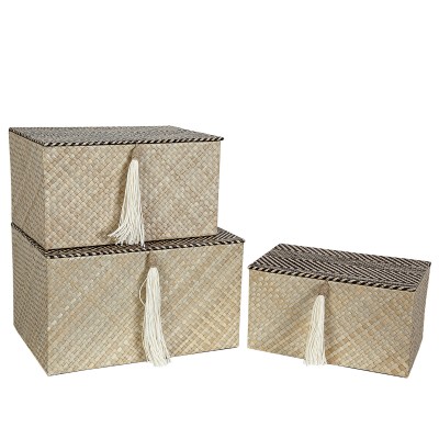 Set de boîtes décoratives Romimex Beige (3 Pièces)