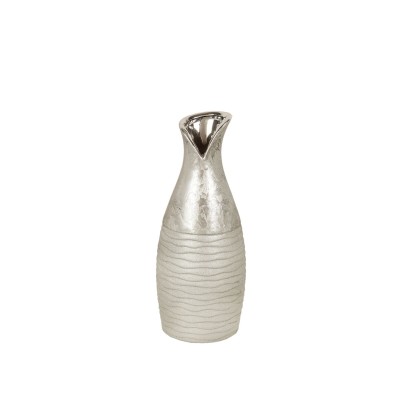 Vase Romimex Silver Ceramic 11 x 27 x 11 cm