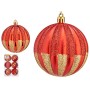 Lot de boules de Noël Rayures Rouge Doré PVC (6 Unités)