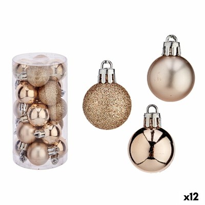 Set of Christmas balls Champagne Plastic 3 x 4 x 3 cm (12 Units)