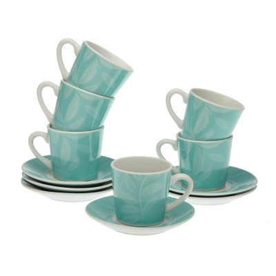 Jeu de 6 tasses avec plat Versa Elnora Porcelaine