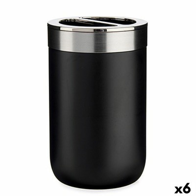 Toothbrush Holder Black Silver Plastic 7,7 x 11,2 x 7,7 cm (6 Units)