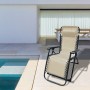 Marbueno Chaise Longue Pliante Acier Avec Coussin Jardin et Piscine 90X66X108 cm Gravité Zéro Beige 10005