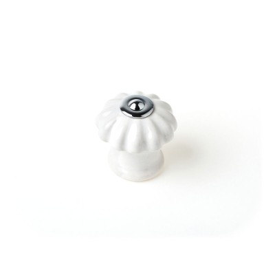 Pommeau Rei e524 Rond Porcelaine Métal Blanc 4 Unités (Ø 28 x 27 mm)