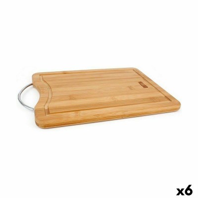 Cutting board Quttin Brown Silver Bamboo 39,5 x 30 x 1,5 cm (6 Units)