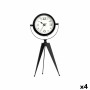 Table clock Tripod Black Metal 12 x 30 x 12 cm (4 Units)