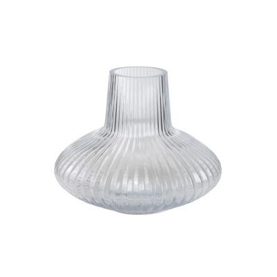 Vase Romimex Transparent Glass Stripes 23 x 18 x 23 cm