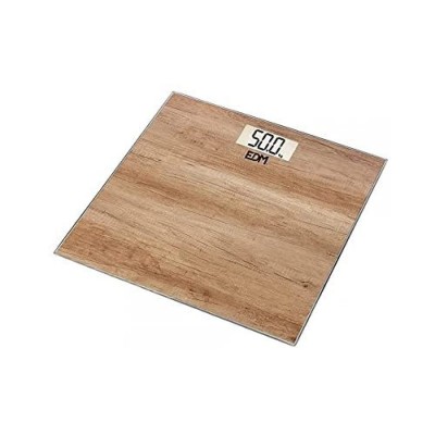 Balance Numérique de Salle de Bain EDM Verre Bois 180 kg (26 x 26 x 2 cm)