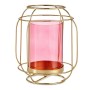 Candleholder Pink Golden Lantern Metal Glass (19 x 20 x 19 cm)