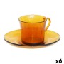 Tasse avec sous-tasse Duralex 9006DS12A0111 Ambre 180 ml (6 Pièces) (6 Unités)