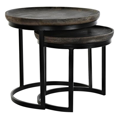 Jeu de 2 tables DKD Home Decor Marron Noir 55 x 55 x 50 cm