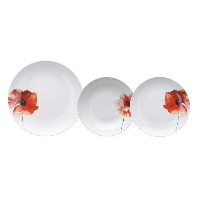 Assietes 18 Pièces Porcelaine 1 cm Coquelicot