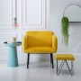 Pouffe Synthetic Fabric Metal Yellow 40 x 40 x 35 cm