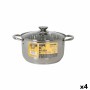 Casserole avec couvercle en verre Quttin New neron Acier 8 L (4 Unités)