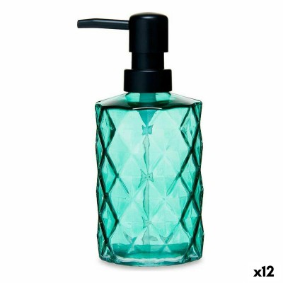 Distributeur de Savon Diamant Verre Vert Plastique 410 ml (12 Unités)