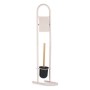 Toilet Paper Holder with Brush Stand 16 x 28,5 x 80,8 cm Pink Metal Plastic Bamboo (4 Units)