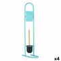 Toilet Paper Holder with Brush Stand 16 x 28,5 x 80,8 cm Blue Metal Plastic Bamboo (4 Units)