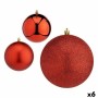 Lot de boules de Noël Rouge Plastique Ø 12 cm (6 Unités)