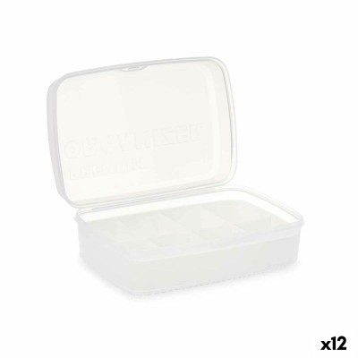 Boîte à compartiments Blanc Transparent Plastique 21,5 x 8,5 x 15 cm (12 Unités)