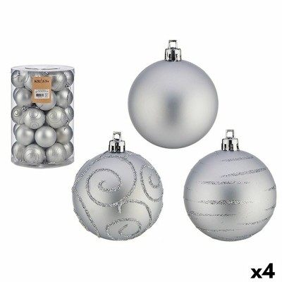 Lot de boules de Noël Argenté PVC Ø 6 cm (4 Unités)