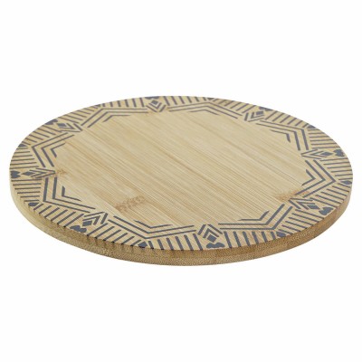 Table Mat DKD Home Decor Black Natural Bamboo 20 x 20 x 1 cm