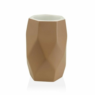 Toothbrush Holder Versa Amanda Beige Resin (8,4 x 11 x 8,4 cm)