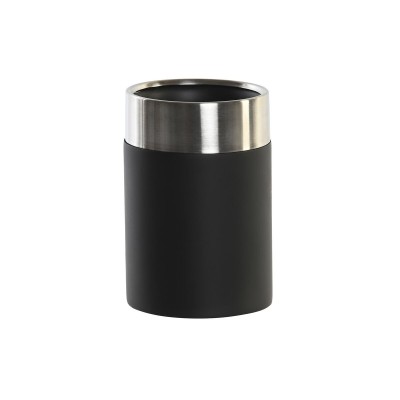 Toothbrush Holder DKD Home Decor Black Silver Resin Stainless steel 7 x 7 x 10,5 cm (12 Units)