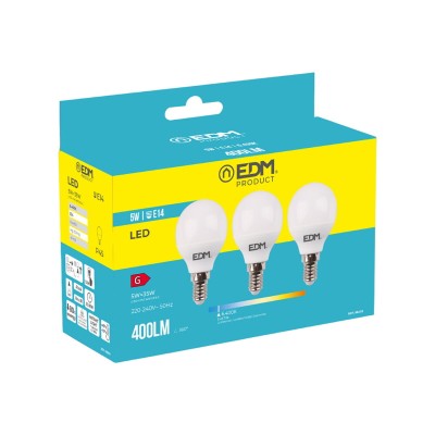 Lot de 3 ampoules LED EDM G 5 W E14 400 lm Ø 4,5 x 8 cm (6400 K)