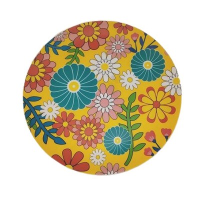 Flat Plate Versa Yellow Polyethylene RPET Flowers Ø 25 cm