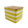 Salière avec couvercle Versa Jaune Céramique Bambou Dolomite Rayures 12,2 x 11,5 x 12,2 cm