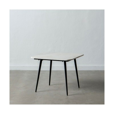 Table d'appoint 55 x 55 x 45 cm Noir Blanc Marbre Fer