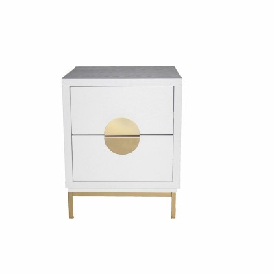 Table de Nuit DKD Home Decor Blanc Doré Métal Bois MDF 40 x 40 x 50 cm 50 x 35 x 60 cm 40 x 49 x 50 cm