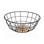 Fruit Bowl Versa Black 28 x 12 x 28 cm Wood Rubber wood Steel Iron