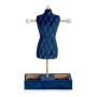 Jewellery Stand Blue Rhombus Velvet Wood (12 x 40 x 24 cm)