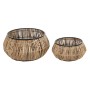 Set de pots DKD Home Decor Noir Naturel Métal Rotin Carré Bali 50 x 50 x 25,4 cm (2 Unités)