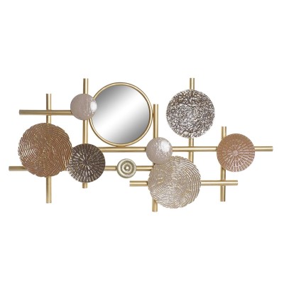 Décoration murale DKD Home Decor Miroir Beige Doré Métal Cercles (124,5 x 5,7 x 63,5 cm)