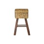 Stool DKD Home Decor Black Wood Brown Leather (43 x 35 x 75 cm)