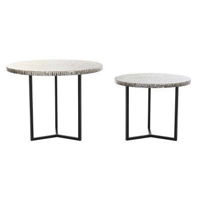 Jeu de 2 tables DKD Home Decor Beige Gris 76 x 76 x 60 cm