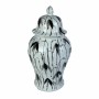 Potiche DKD Home Decor Porcelaine Noir Blanc Oriental Feuille d'une plante (22 x 22 x 42 cm)