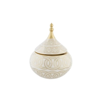 Potiche DKD Home Decor Blanc Doré Porcelaine Oriental Chrome 18 x 18 x 22 cm