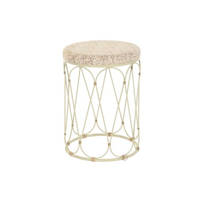 Table d'appoint DKD Home Decor Naturel Métal Crème Rotin (35 x 35 x 49 cm)