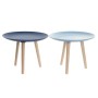 Table d'appoint DKD Home Decor 44 x 44 x 35 cm Bleu Marron Bleu ciel Pin Bois MDF (2 Unités)