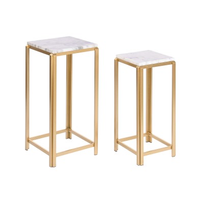 Jeu de 2 tables DKD Home Decor Blanc Doré 33 x 33 x 70 cm